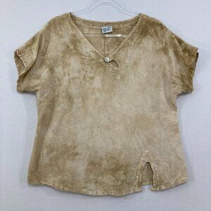 Oh My Gauze! Large Tan Tie-Dye Top